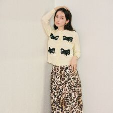 フラットリボンモチーフ付きカーディガン