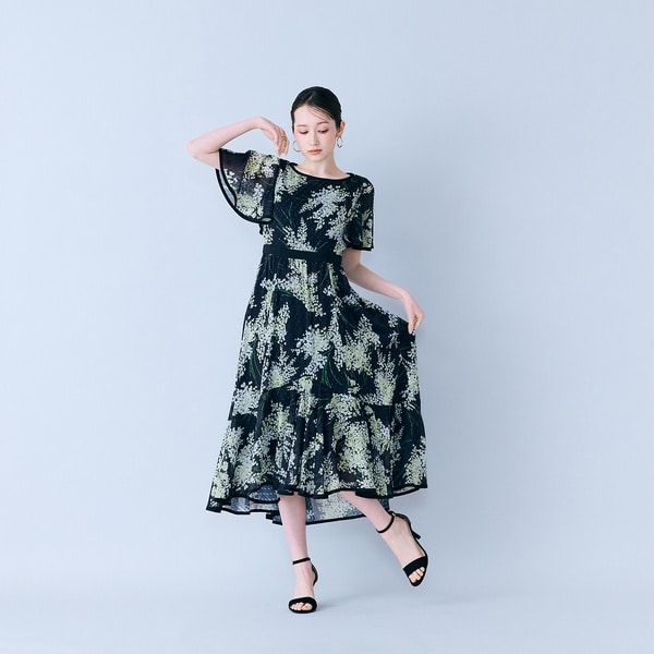 ミモザプリントワンピース