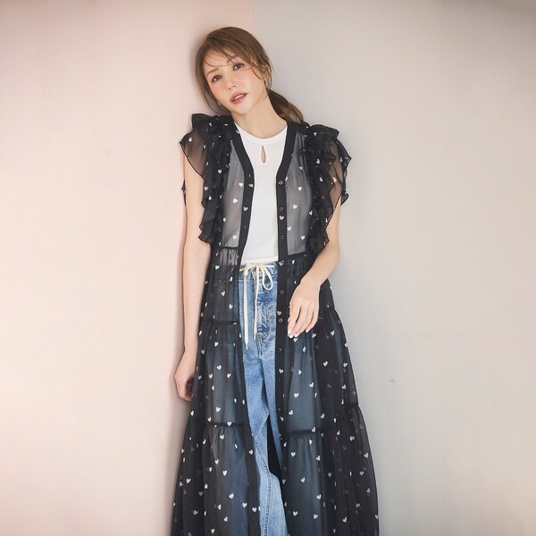 モデル美香×Audie a Muses】ハートプリントティアードワンピース