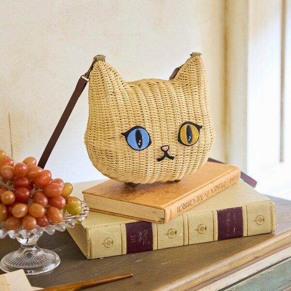 美品　jolly poupee ジョリープッぺ　猫　ブラックハンドバッグ ネコかごバッグ/ポシェット | ジョリープッペ(Jolly Poupee
