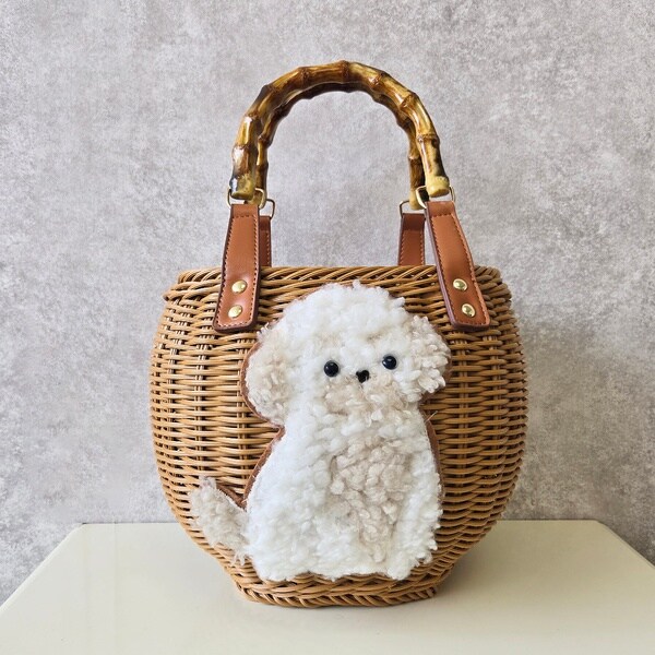 トイプードル　カートバッグ　ハンドメイド品　COCO トイプードルかごバッグ | ジョリープッペ(Jolly Poupee