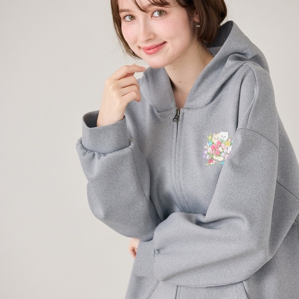 リボン装飾 グレー フルジップパーカー　　ローズティアラ46 ローズティアラ(Rose Tiara) レディース パーカー の一覧 | マルイ