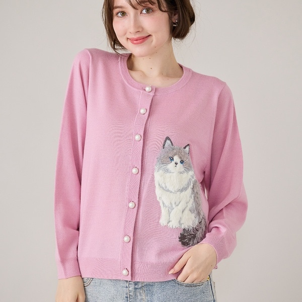 ジョリープッペ（Jolly Poupee）/ねこ刺繍ニットカーディガン ねこ刺繍ニットカーディガン | ジョリープッペ(Jolly Poupee) | マルイ