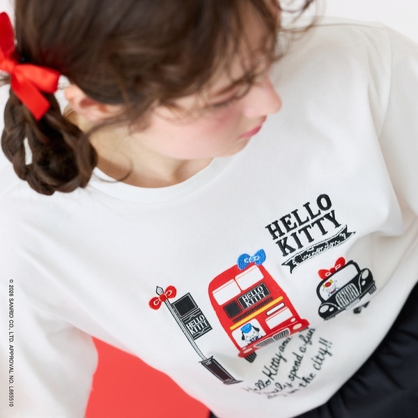 ハローキティ・プリンセス トップス 5点セット HELLO KITTY】ハローキティ ロンドンプリント刺繍Tシャツ | ジョリー