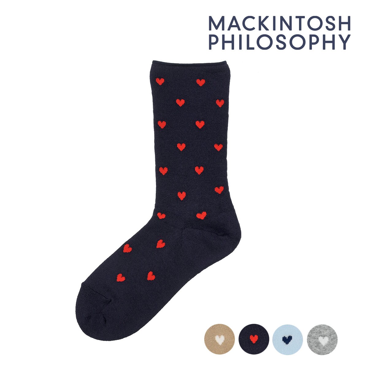 MACKINTOSH PHILOSOPHY： ハート柄 クルー丈ソックス