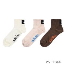 【adidas(アディダス)】3足組 靴下 ワンポイント リブ 転写プリント ショート丈 甲メッシュ