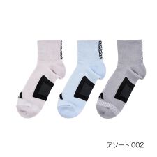 【adidas： DRY】3足組 靴下 ワンポイント リブ ショート丈 エアスルー