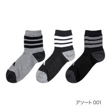 【adidas： DEO】3足組 靴下 ワンポイント 3本ライン リブ ショート丈