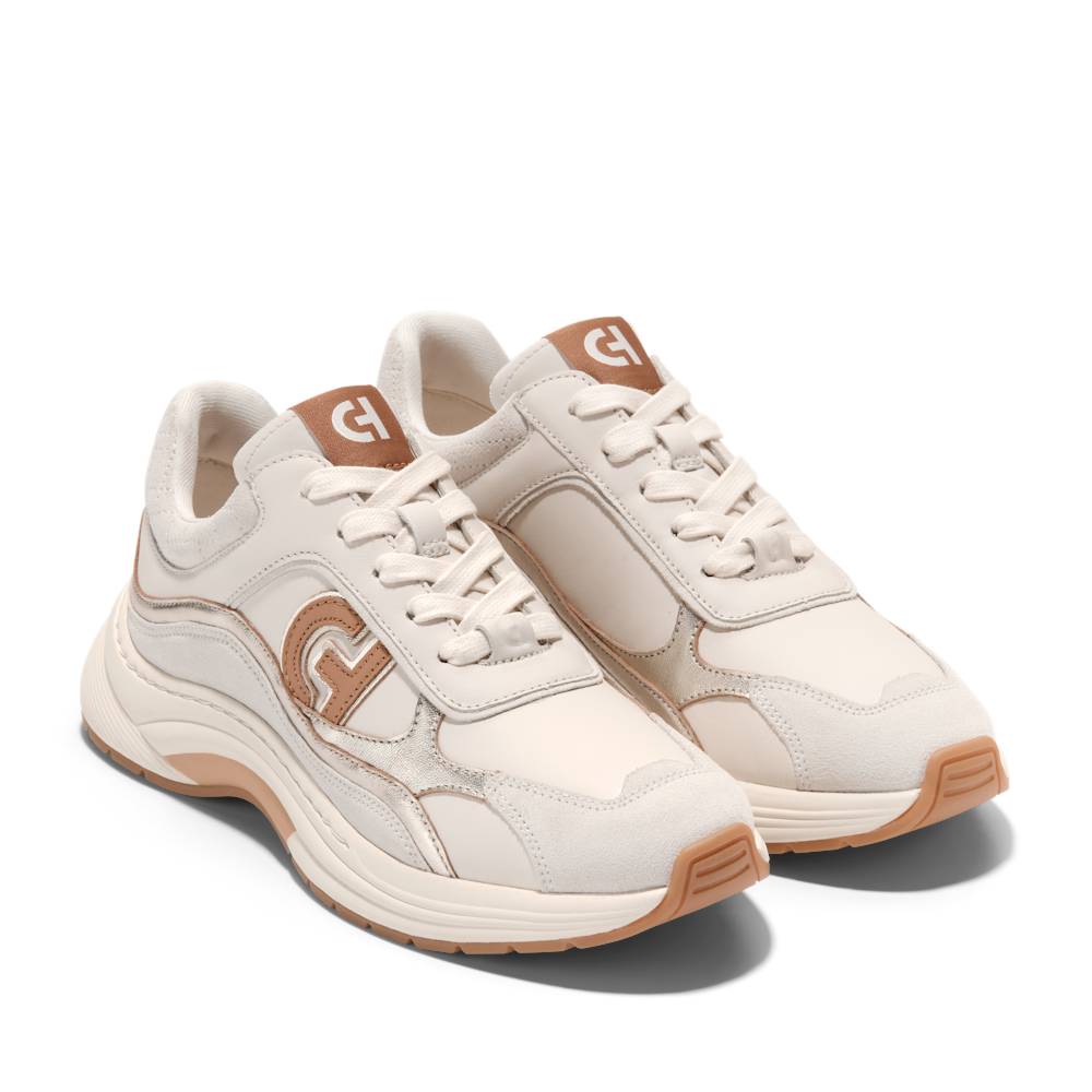 [}C]COLEHAAN/R[n[/GRANDPRO ELEEANA RUNNERS/R[n[iCOLE HAANj IVORY/SUEDE/GOLD M