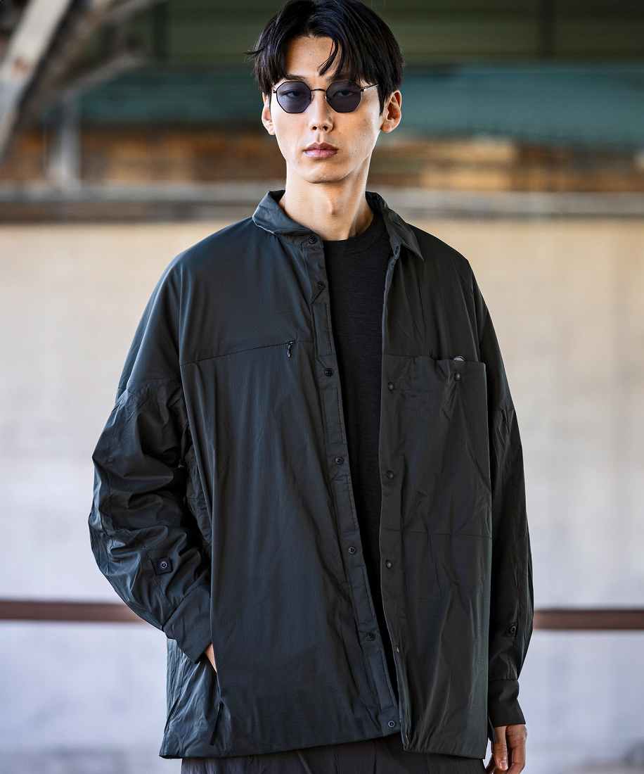 [�}���C]alk phenix �����O�X���[�u�V���c ���ȓ���V���c Insuluted air shirts/�A���N �t�F�j�b�N�X�ialk phenix�j OFF BLACK