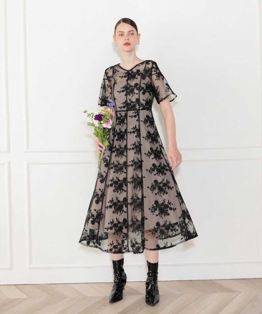 LEJA】花柄後ろリボン半袖キャミワンピースセットアップワンピース