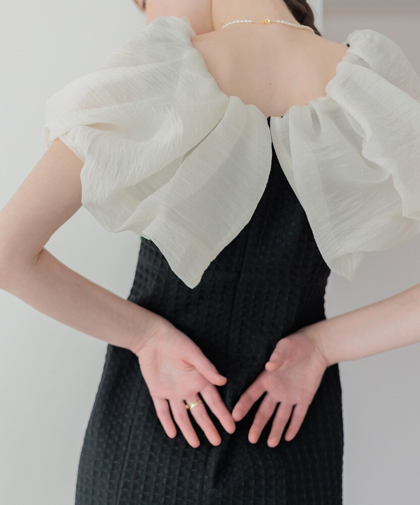 LEJA】2WAYオフショルダーパフスリーブバリエマーメイドワンピース