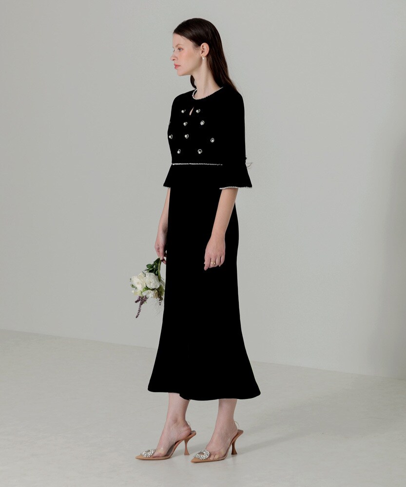 ビジュー装飾 ブラック ナイトドレス