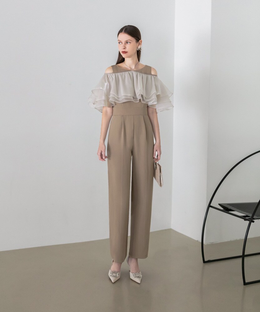 LEJA】フロントオープンバックプリーツボレロキャミワンピ