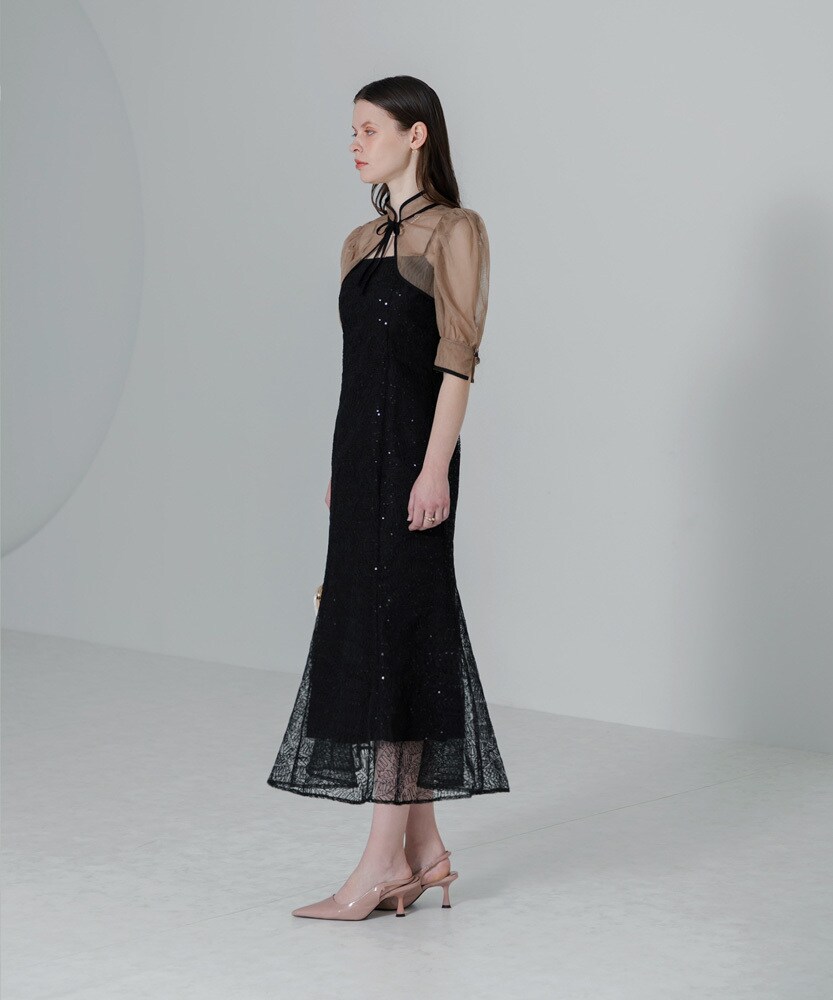 スパンコールボタニカルマーメイドケープボレロ付きキャミソール2way