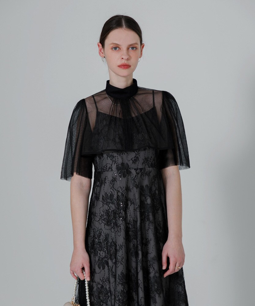 ケープスパンコール2WAY花柄チュールボレロドレス | レジャ(Leja