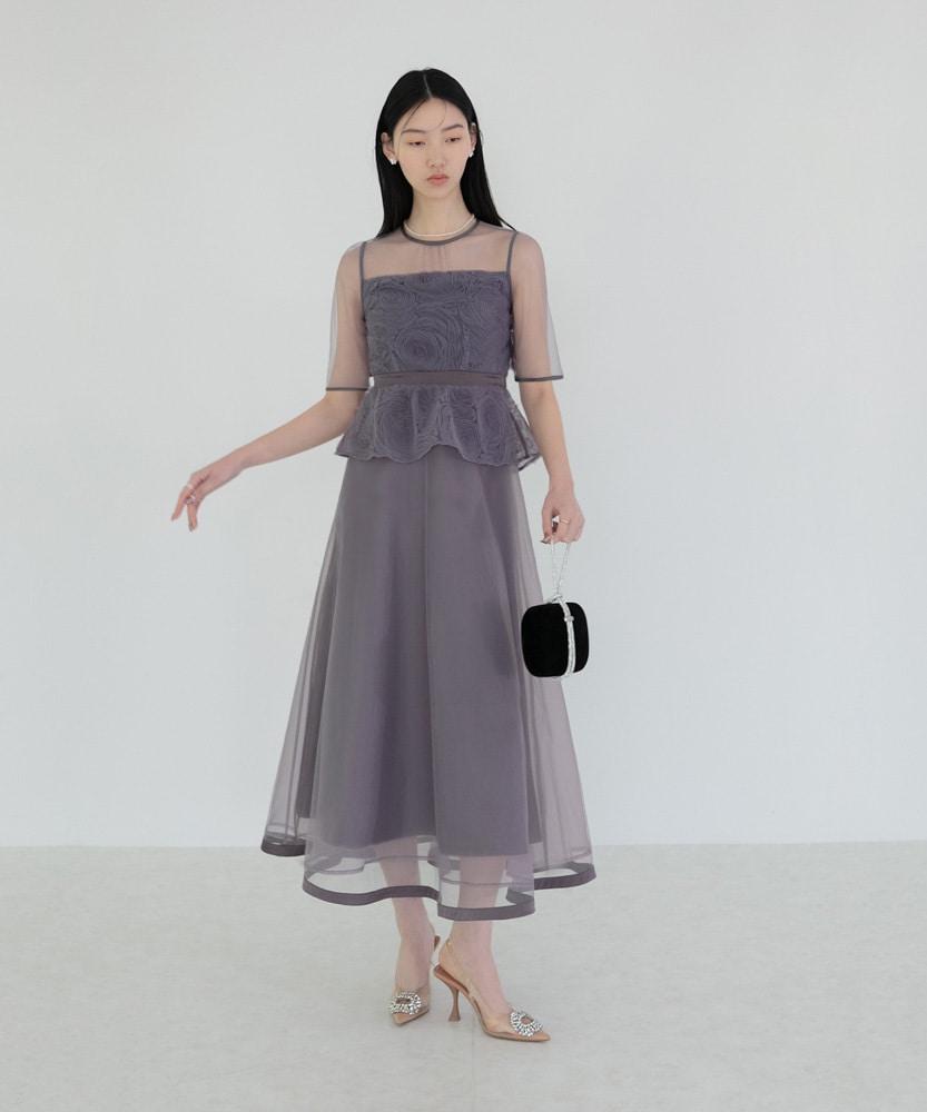 2WAYチュールトップスパールAラインドレス | レジャ(Leja