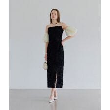 フラワーレーススリーブIラインドレス