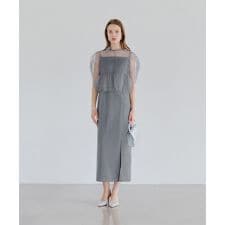 チュールドットストーンIラインドレス