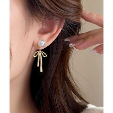 2WAYパールリボンピアス