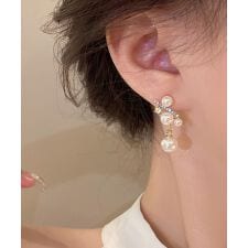 パールシルバーストーンピアス