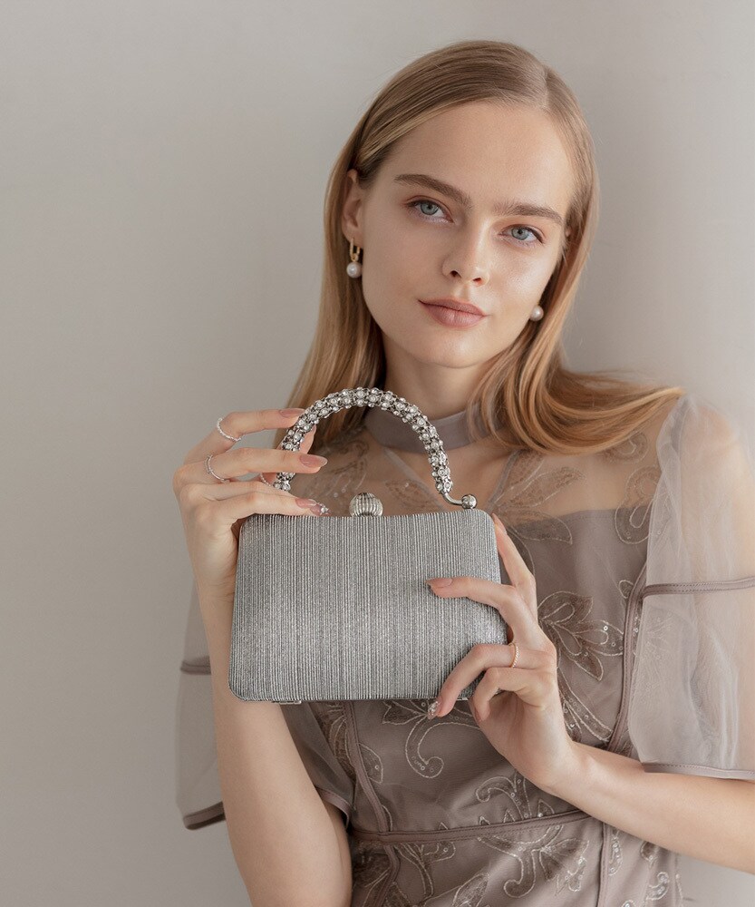 2WAYシルバービジューハンドルグリッターバッグ | レジャ(Leja