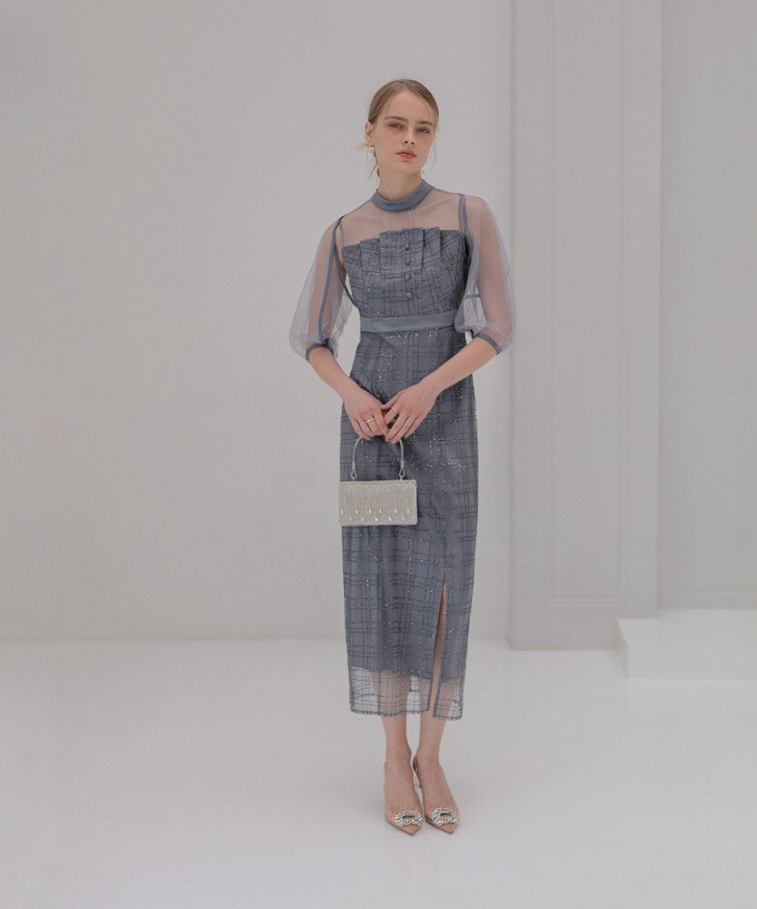leja シアープリーツスリーブIラインワンピースドレス 楽天市場】シアープリーツスリーブIラインワンピースドレス