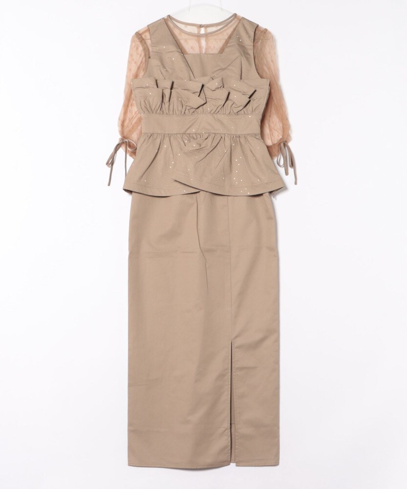 スパンコールボタニカルマーメイドケープボレロ付きキャミソール2way