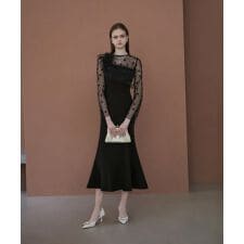 レジャ(Leja)のフラワーモチーフアシンメトリーチュールマーメイドワンピースドレス