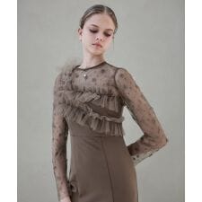 レジャ(Leja)のフラワーモチーフアシンメトリーチュールマーメイドワンピースドレス