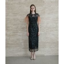 フラワースパンコールチュールスリーブIラインドレス