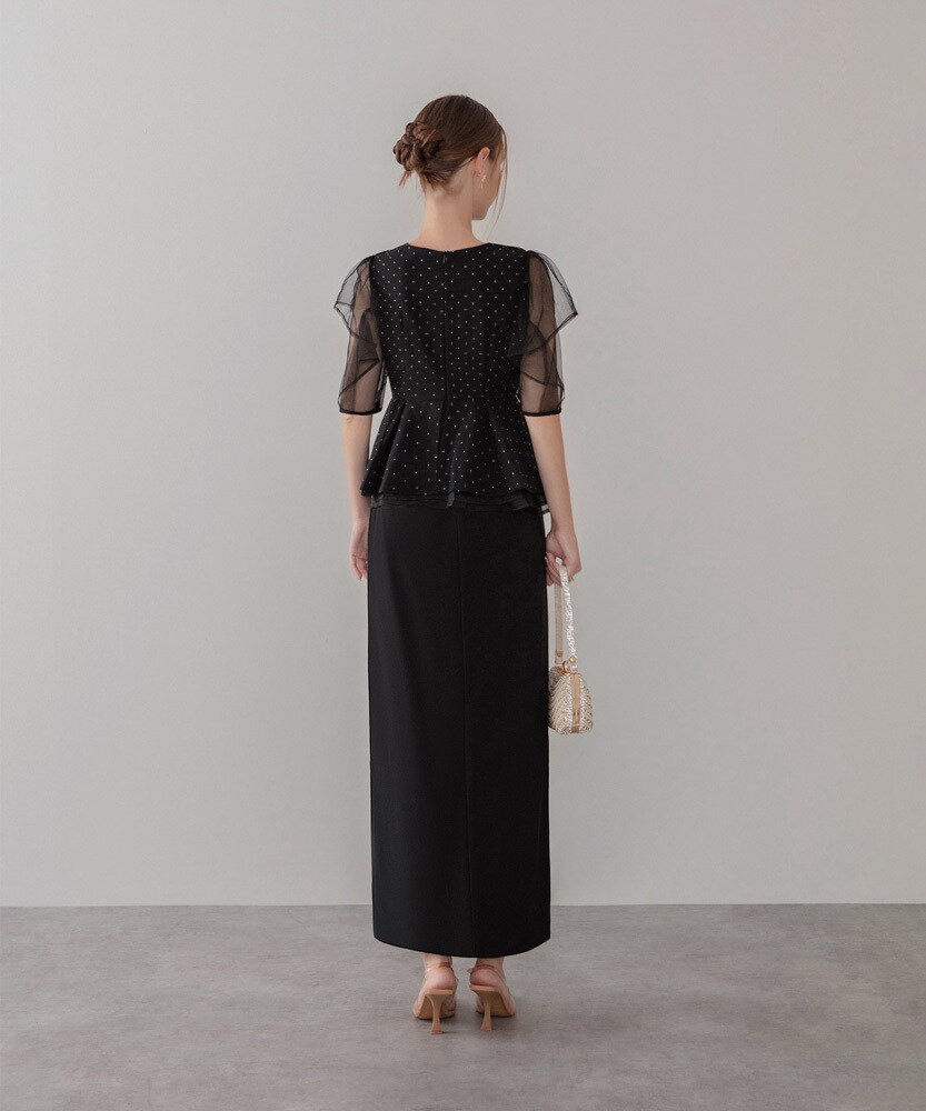 ドットストーンチュールペプラムセパレートIラインドレス | レジャ
