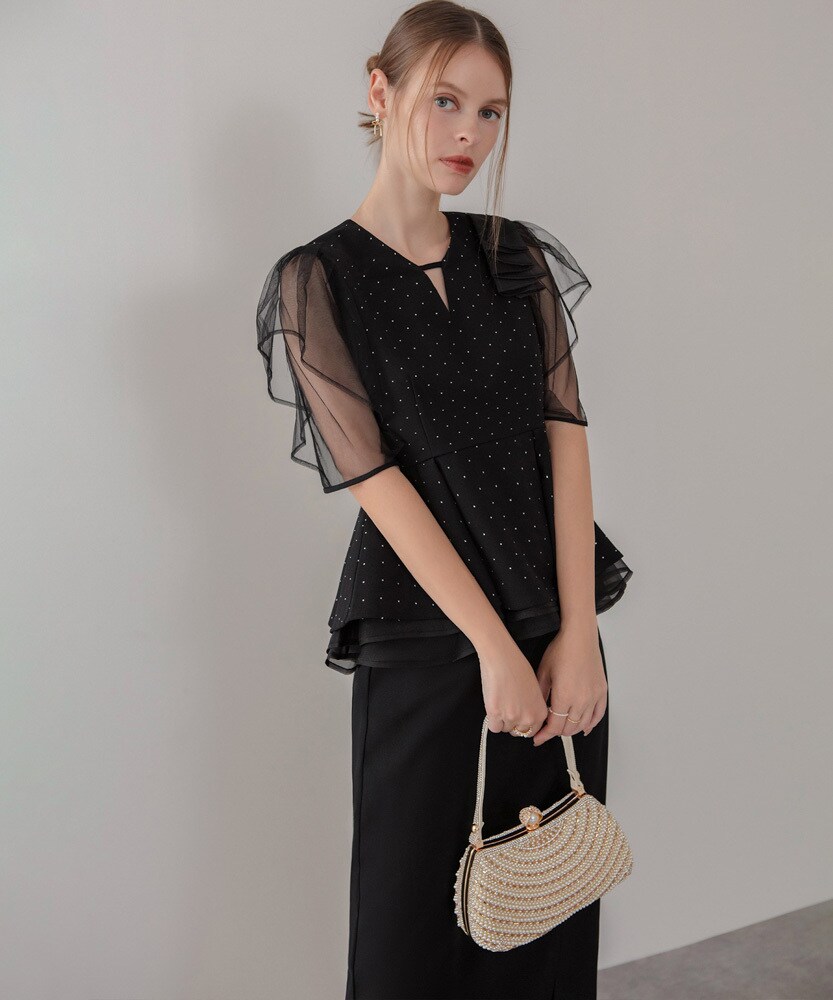 ドットストーンチュールペプラムセパレートIラインドレス | レジャ