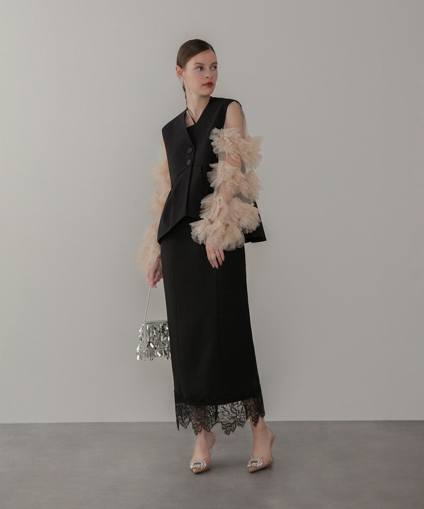 スパンコールボタニカルマーメイドケープボレロ付きキャミソール2way