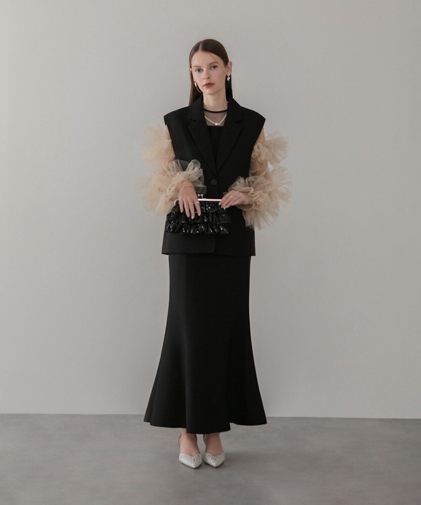 ボリュームチュールスリーブオールインワンパンツドレス | レジャ(Leja