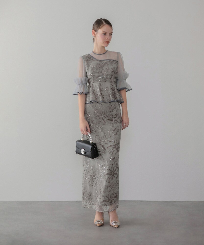 LEJA】ラメ混ツイードパール釦スパンコール刺繍ドレス | レジャ(Leja