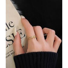 リボンモチーフビジューゴールドリング