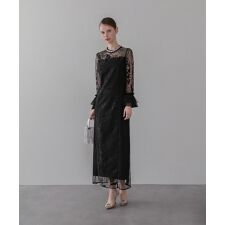 フラワーレースジュエルカラーIラインワンピースドレス セール価格\18,630 通常価格\20,70