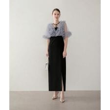 チュールフリルビスチェIラインワンピースドレス