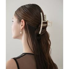 パールライン メタルロングヘアクリップ