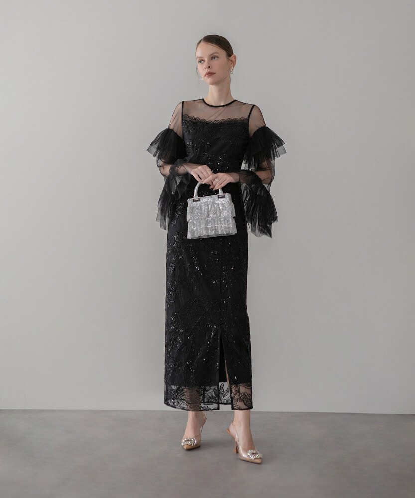 スパンコールボタニカルマーメイドケープボレロ付きキャミソール2way