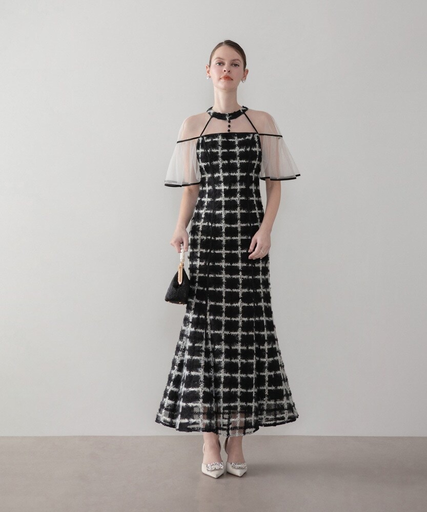 LEJA】ラメ混ツイードパール釦スパンコール刺繍ドレス | レジャ(Leja