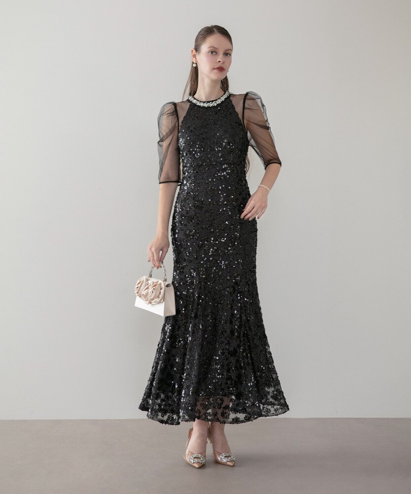 スパンコールボタニカルマーメイドケープボレロ付きキャミソール2way