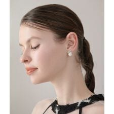 シルバーストーンパールリボンピアス