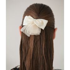 ホワイトパールオーガンジーリボンバレッタ