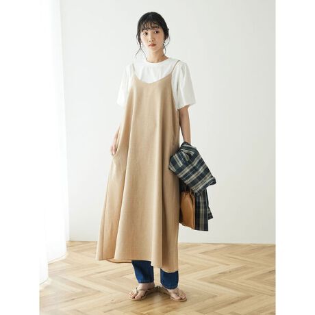 クラフトスタンダードブティック】レイヤーキャミワンピース ひざ丈 黒 