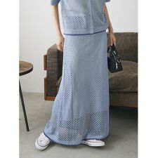 配色メッシュニットスカート