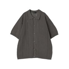 半袖オープンワークニットシャツ