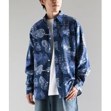 総柄プリントネルシャツ