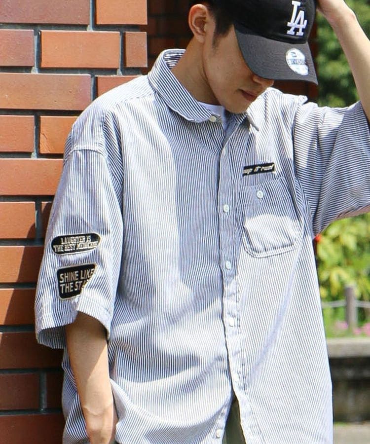 ミントタン❤️デニム&デニム　ヒッコリーシャツS デニムヒッコリーワークシャツ | トップス,シャツ | | 児島